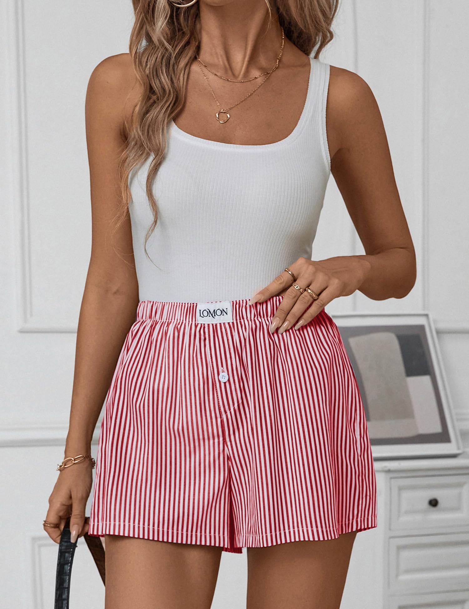 Foto 6 pulgar | Pantalones Cortos Tipo Bóxer Lomon Para Mujer, Estilo Pijama Casual De Verano - Venta Internacional.