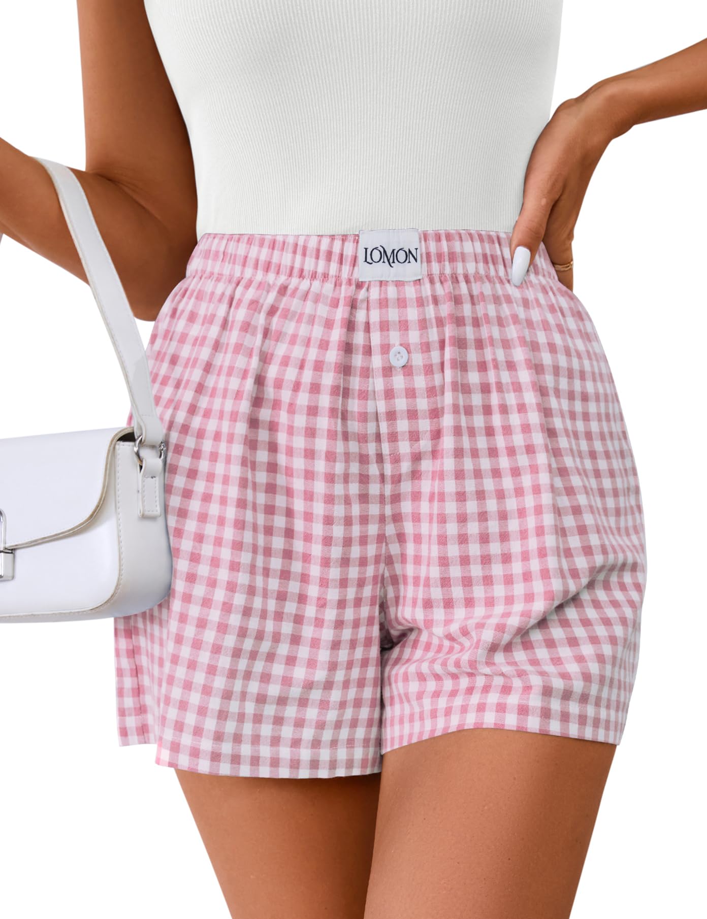 Foto 1 | Pantalones Cortos Tipo Bóxer Lomon Para Mujer, Casual, De Algodón, De Verano, Color Rosa - Venta Internacional.