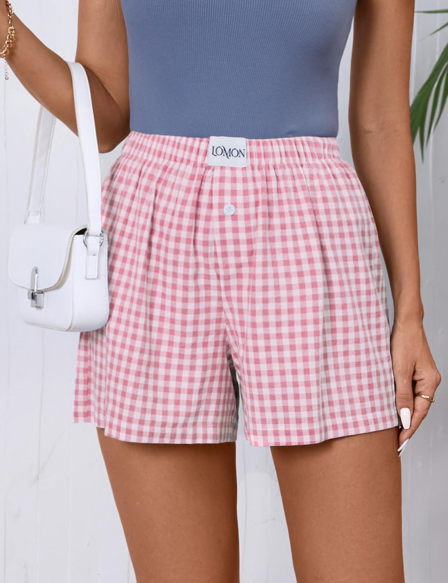 Foto 2 | Pantalones Cortos Tipo Bóxer Lomon Para Mujer, Casual, De Algodón, De Verano, Color Rosa - Venta Internacional.
