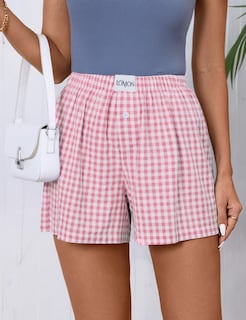 Foto 2 | Pantalones Cortos Tipo Bóxer Lomon Para Mujer, Casual, De Algodón, De Verano, Color Rosa - Venta Internacional.