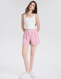 Foto 3 | Pantalones Cortos Tipo Bóxer Lomon Para Mujer, Casual, De Algodón, De Verano, Color Rosa - Venta Internacional.
