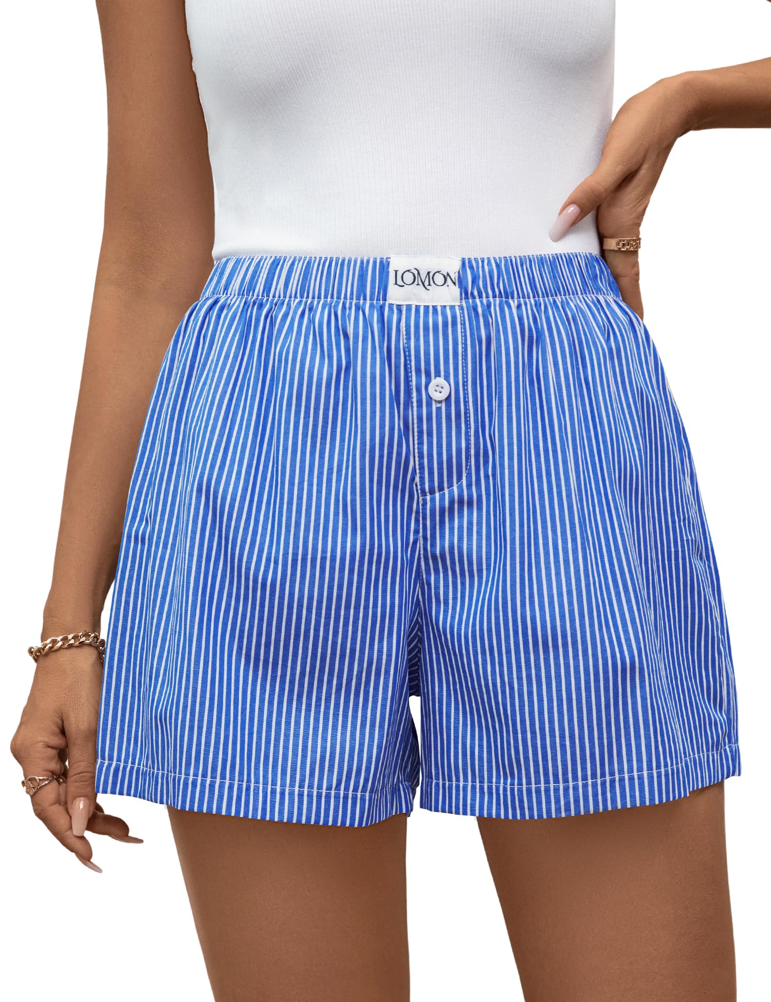 Pantalones Cortos Tipo Bóxer Lomon Para Mujer, Casual, De Verano, Color Azul Oscuro, Talla L - Venta Internacional.