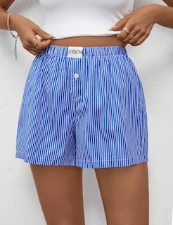 Foto 2 | Pantalones Cortos Tipo Bóxer Lomon Para Mujer, Casual, De Verano, Color Azul Oscuro, Talla L - Venta Internacional.