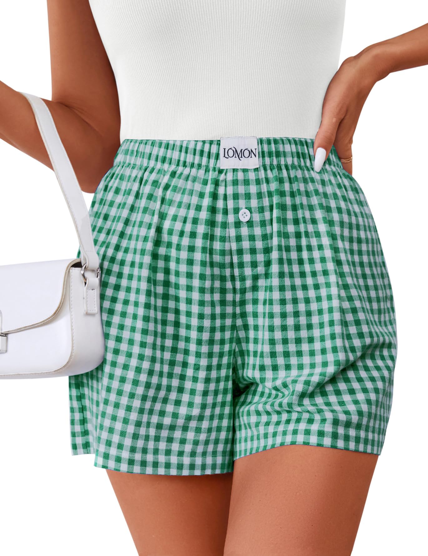 Foto 2 pulgar | Calzoncillos Tipo Bóxer Lomon Para Mujer, Casual, De Algodón, De Verano, A Cuadros Verdes - Venta Internacional.