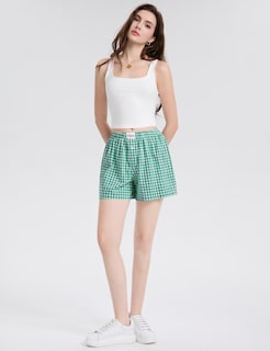 Foto 3 | Calzoncillos Tipo Bóxer Lomon Para Mujer, Casual, De Algodón, De Verano, A Cuadros Verdes - Venta Internacional.