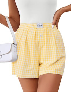 Foto 1 | Pantalones Cortos Tipo Bóxer Lomon Para Mujer, Casual, De Algodón, De Verano, Amarillo - Venta Internacional.