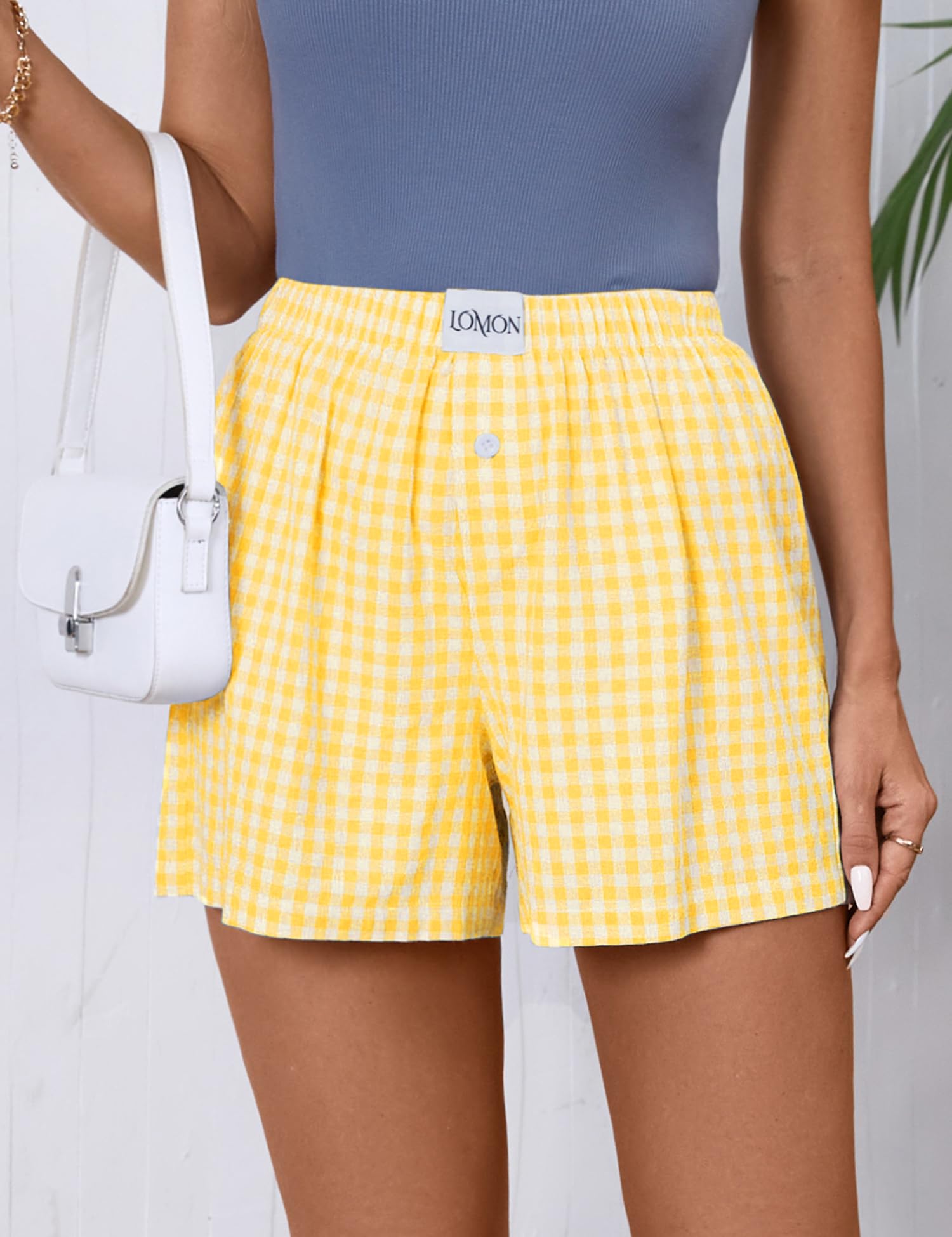 Foto 3 pulgar | Pantalones Cortos Tipo Bóxer Lomon Para Mujer, Casual, De Algodón, De Verano, Amarillo - Venta Internacional.