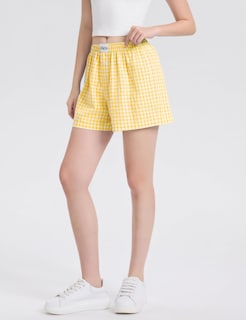 Foto 4 | Pantalones Cortos Tipo Bóxer Lomon Para Mujer, Casual, De Algodón, De Verano, Amarillo - Venta Internacional.