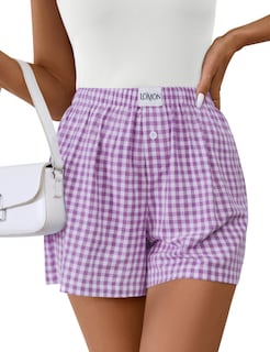 Foto 1 | Pantalones Cortos Tipo Bóxer Lomon Para Mujer, Casual, De Algodón, De Verano, Color Morado - Venta Internacional.