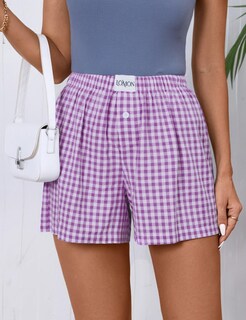 Foto 2 | Pantalones Cortos Tipo Bóxer Lomon Para Mujer, Casual, De Algodón, De Verano, Color Morado - Venta Internacional.