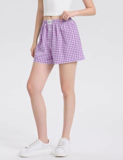 Foto 4 | Pantalones Cortos Tipo Bóxer Lomon Para Mujer, Casual, De Algodón, De Verano, Color Morado - Venta Internacional.