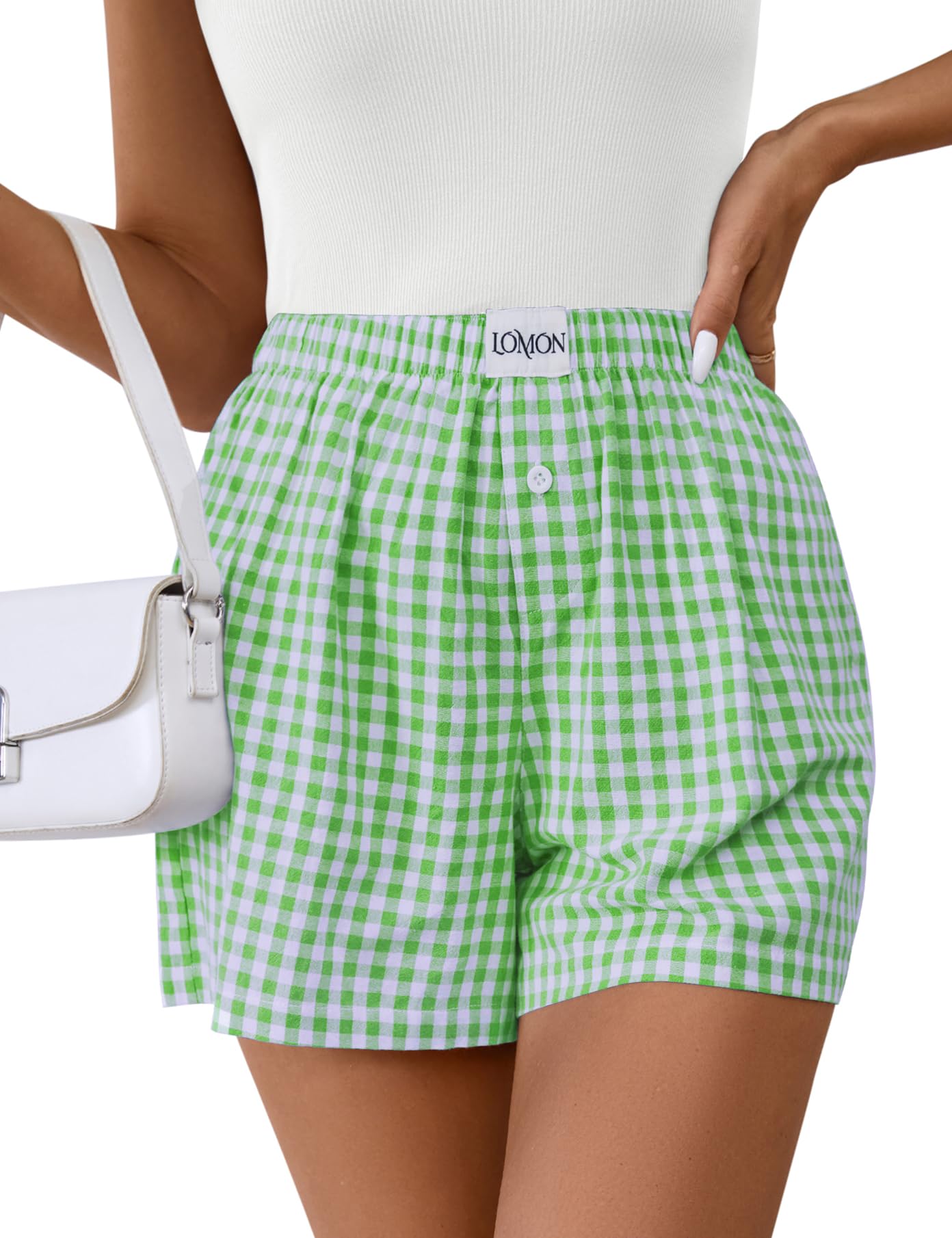 Foto 2 pulgar | Pijama Tipo Bóxer Lomon Para Mujer, Casual, De Verano, Verde Hierba - Venta Internacional.