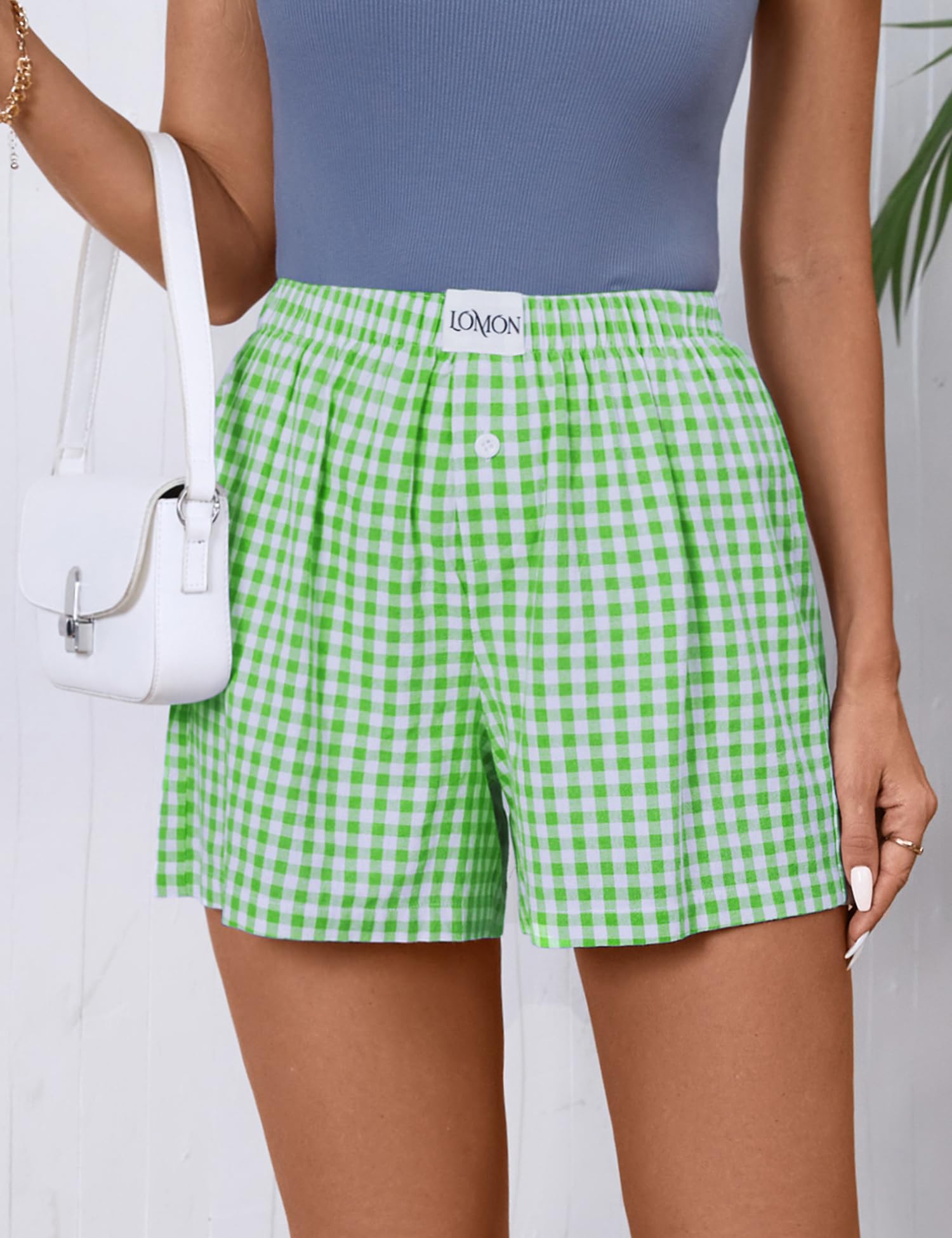 Foto 3 pulgar | Pijama Tipo Bóxer Lomon Para Mujer, Casual, De Verano, Verde Hierba - Venta Internacional.