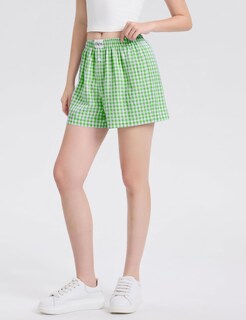 Foto 4 | Pijama Tipo Bóxer Lomon Para Mujer, Casual, De Verano, Verde Hierba - Venta Internacional.