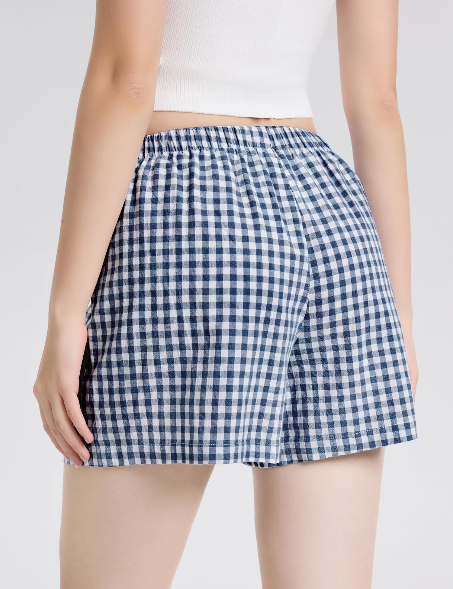 Foto 6 pulgar | Pantalones Cortos Tipo Bóxer Lomon Para Mujer, Casual, De Algodón, De Verano, A Cuadros - Venta Internacional.