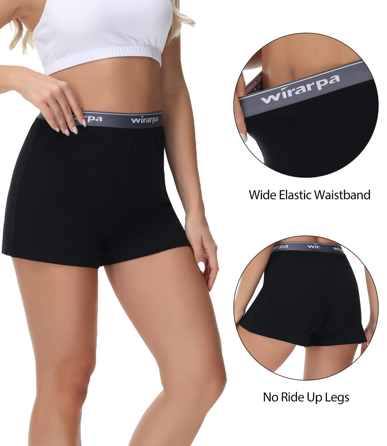 Foto 3 pulgar | Pantalones Cortos Para Dormir Wirarpa Comfywear De Algodón Negro Para Mujer - Venta Internacional.
