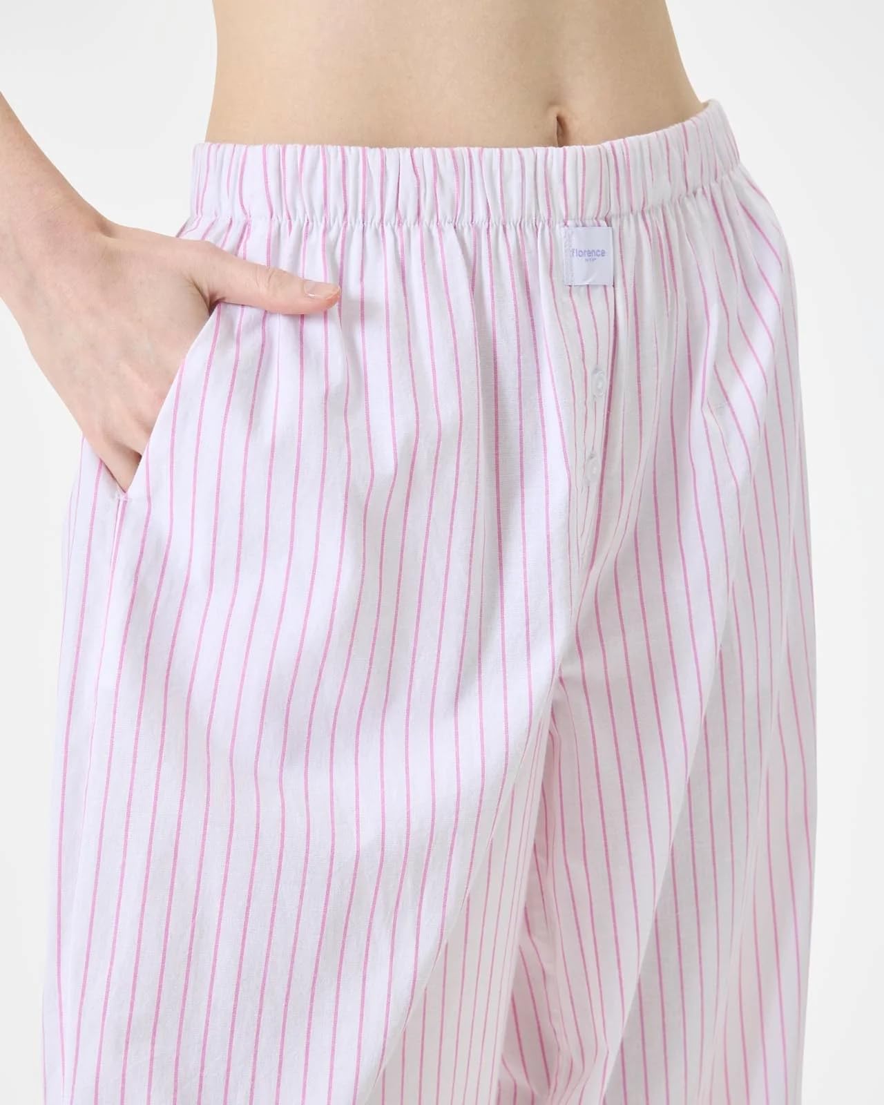 Foto 5 pulgar | Pantalón Para Dormir Florence By Mills Para Mujer, Blanco Y Rosa A Rayas - Venta Internacional.