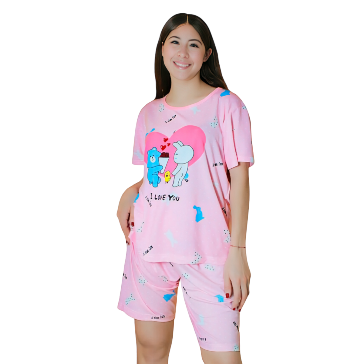 Pijama De Short Y Playera Para Mujer Pij-051-2 Diseño Unico Ropa De Dormir Aesthetic