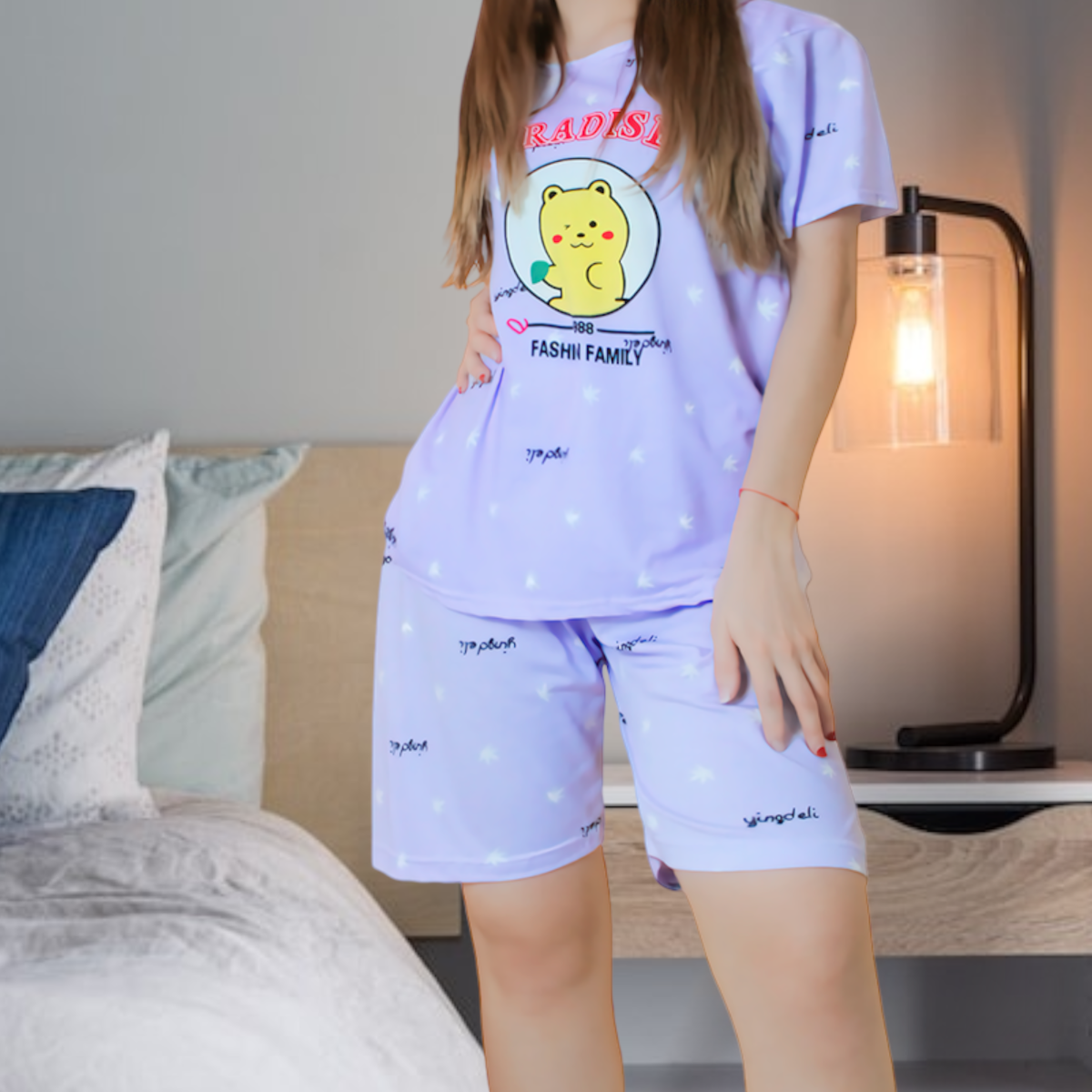 Foto 4 pulgar | Pijama De Short Y Playera Para Mujer Pij-051-2 Diseño Unico Ropa De Dormir Aesthetic