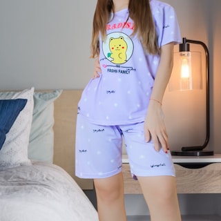 Foto 3 | Pijama De Short Y Playera Para Mujer Pij-051-2 Diseño Unico Ropa De Dormir Aesthetic