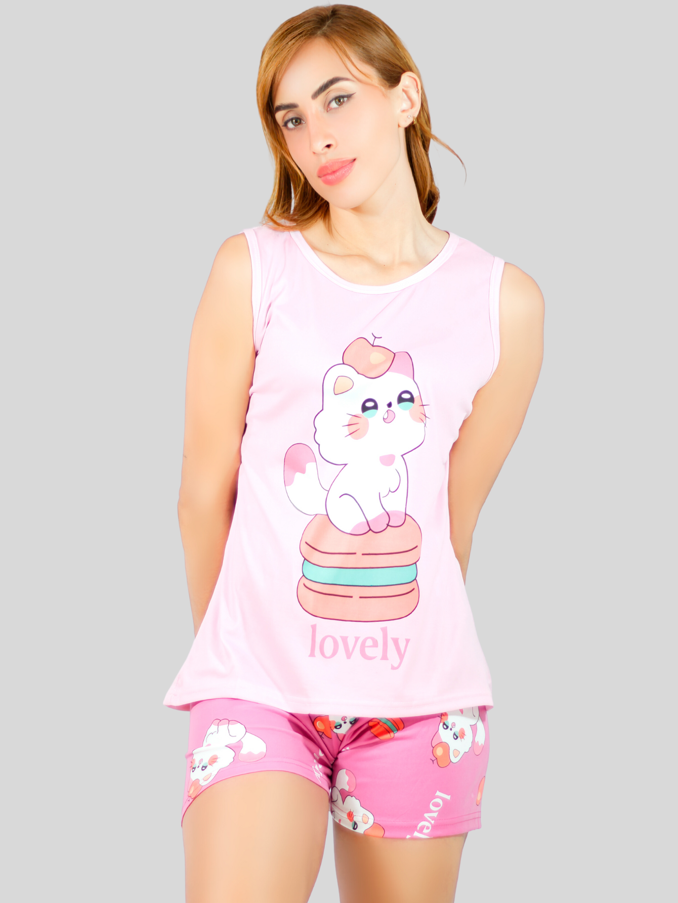 Foto 2 | Set Pijama de Short y Blusa Estampado para Mujer