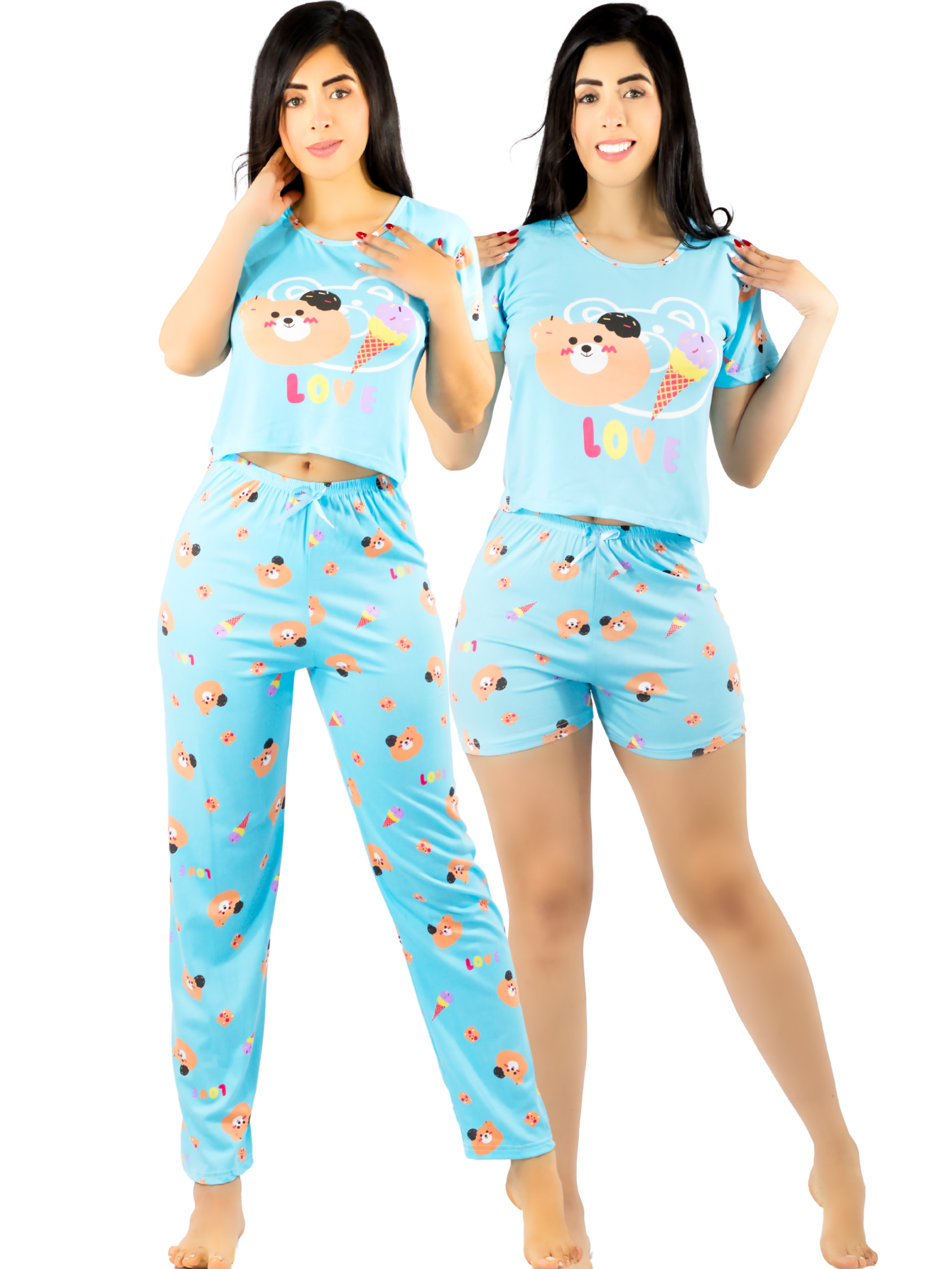 Foto 2 pulgar | Pijama De 3 Piezas Mujer Pantalon Short Y Playera A Juego Pij-077-3 Diseño Unico Pijama De Mujer