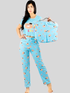 Foto 2 | Pijama De 3 Piezas Mujer Pantalon Short Y Playera A Juego Pij-077-3 Diseño Unico Pijama De Mujer