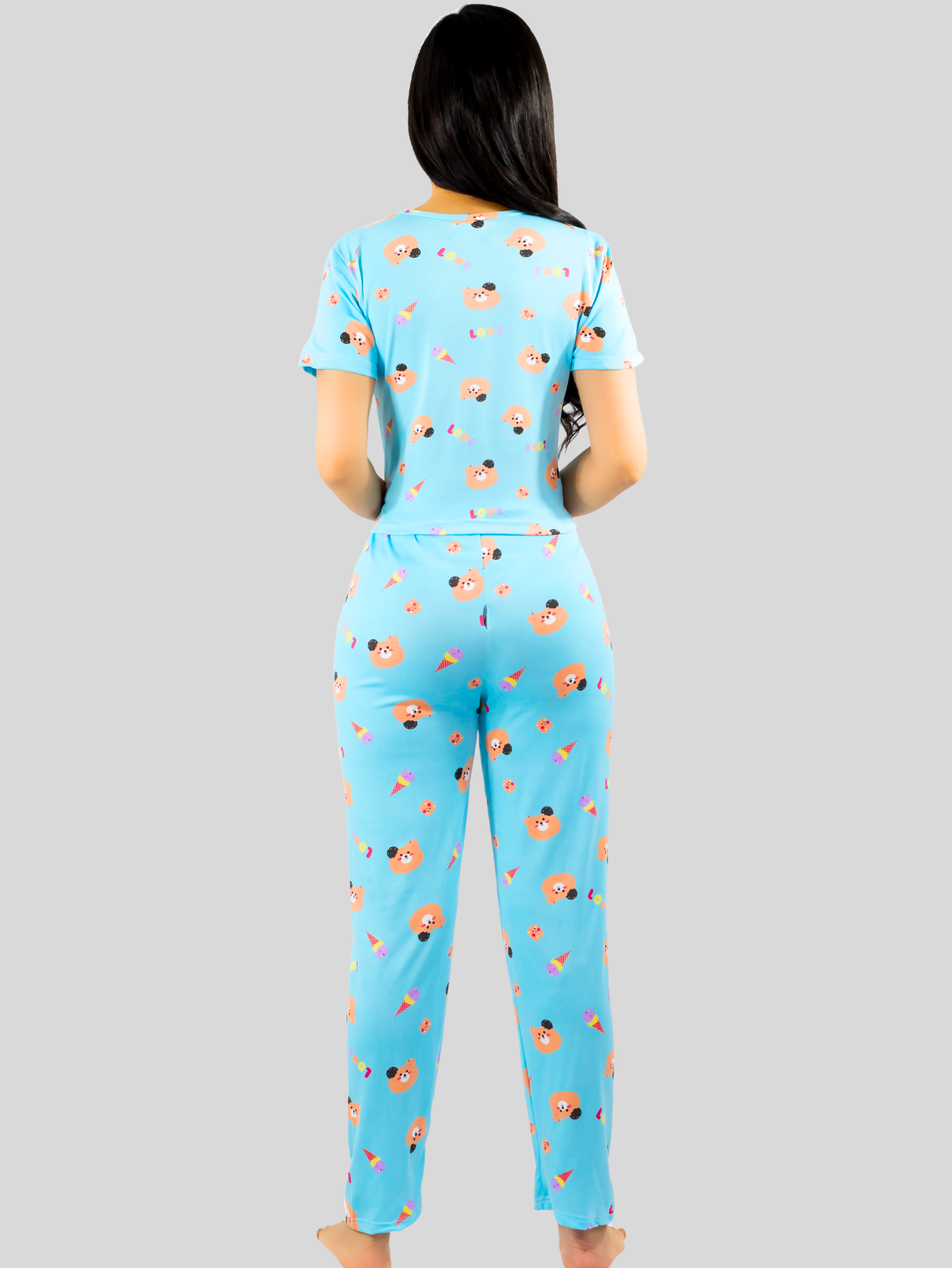 Foto 4 pulgar | Pijama De 3 Piezas Mujer Pantalon Short Y Playera A Juego Pij-077-3 Diseño Unico Pijama De Mujer