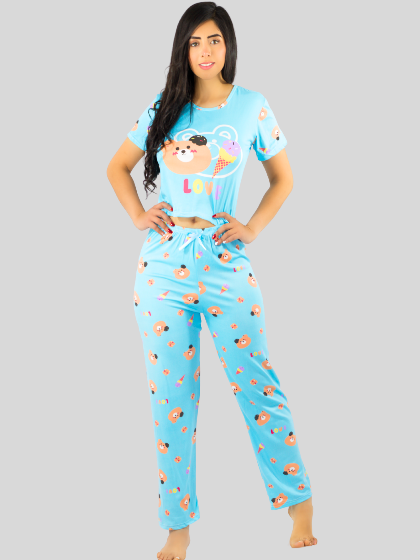 Foto 5 pulgar | Pijama De 3 Piezas Mujer Pantalon Short Y Playera A Juego Pij-077-3 Diseño Unico Pijama De Mujer