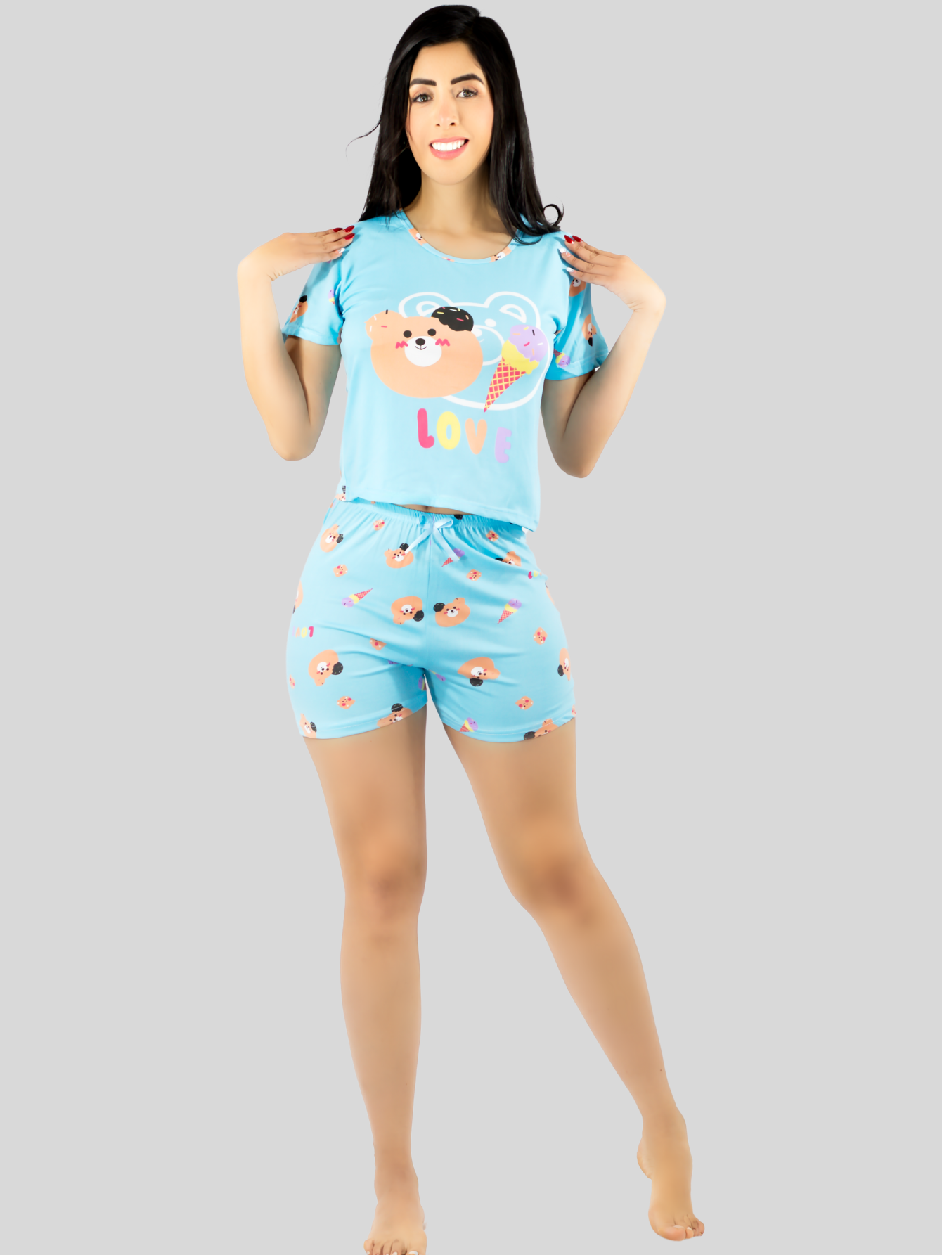 Foto 7 pulgar | Pijama De 3 Piezas Mujer Pantalon Short Y Playera A Juego Pij-077-3 Diseño Unico Pijama De Mujer