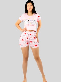 Foto 6 | Pijama De 3 Piezas Mujer Pantalon Short Y Playera A Juego Pij-077-3 Diseño Unico Pijama De Mujer