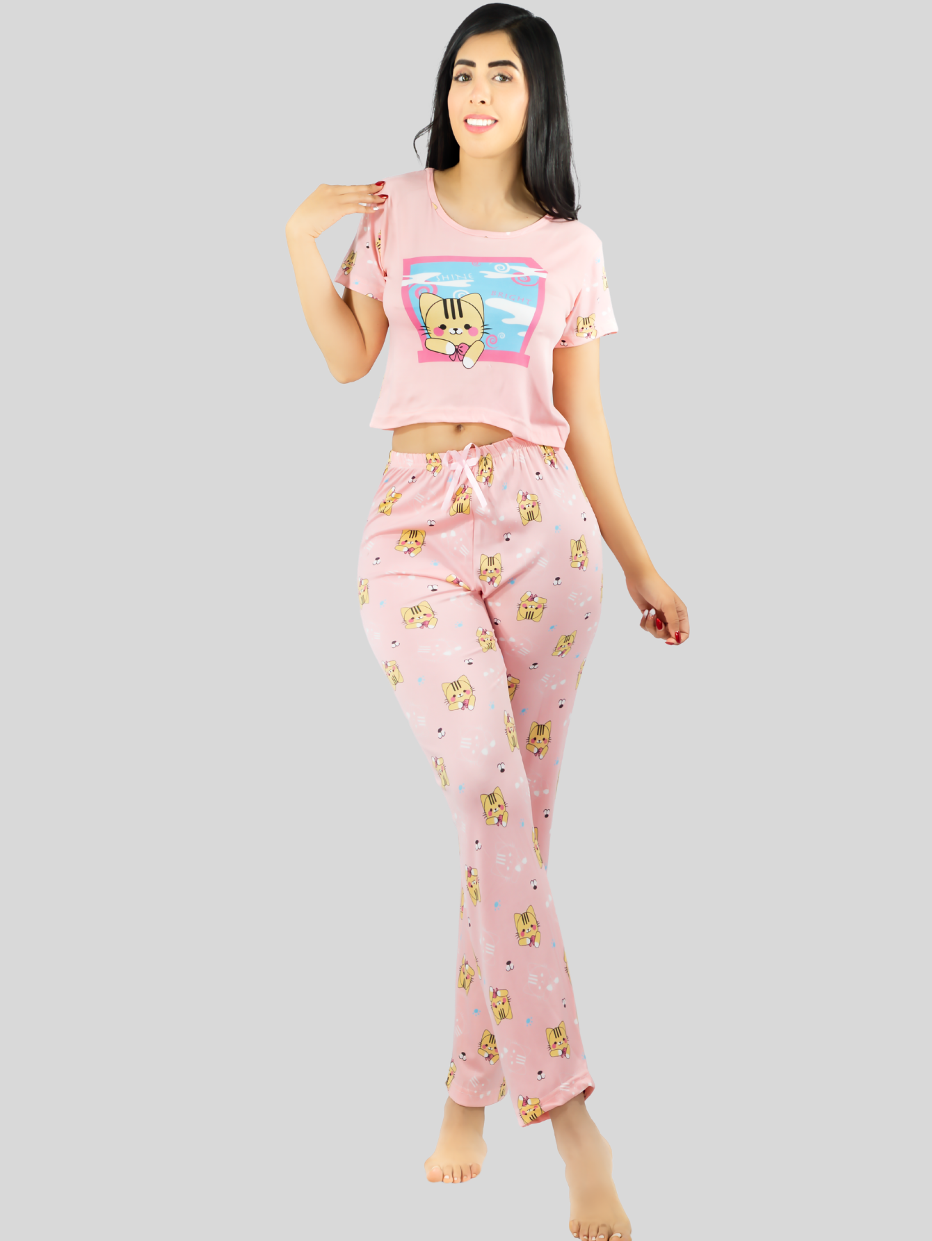 Foto 5 pulgar | Pijama De 3 Piezas Mujer Pantalon Short Y Playera A Juego Pij-077-3 Diseño Unico Pijama De Mujer