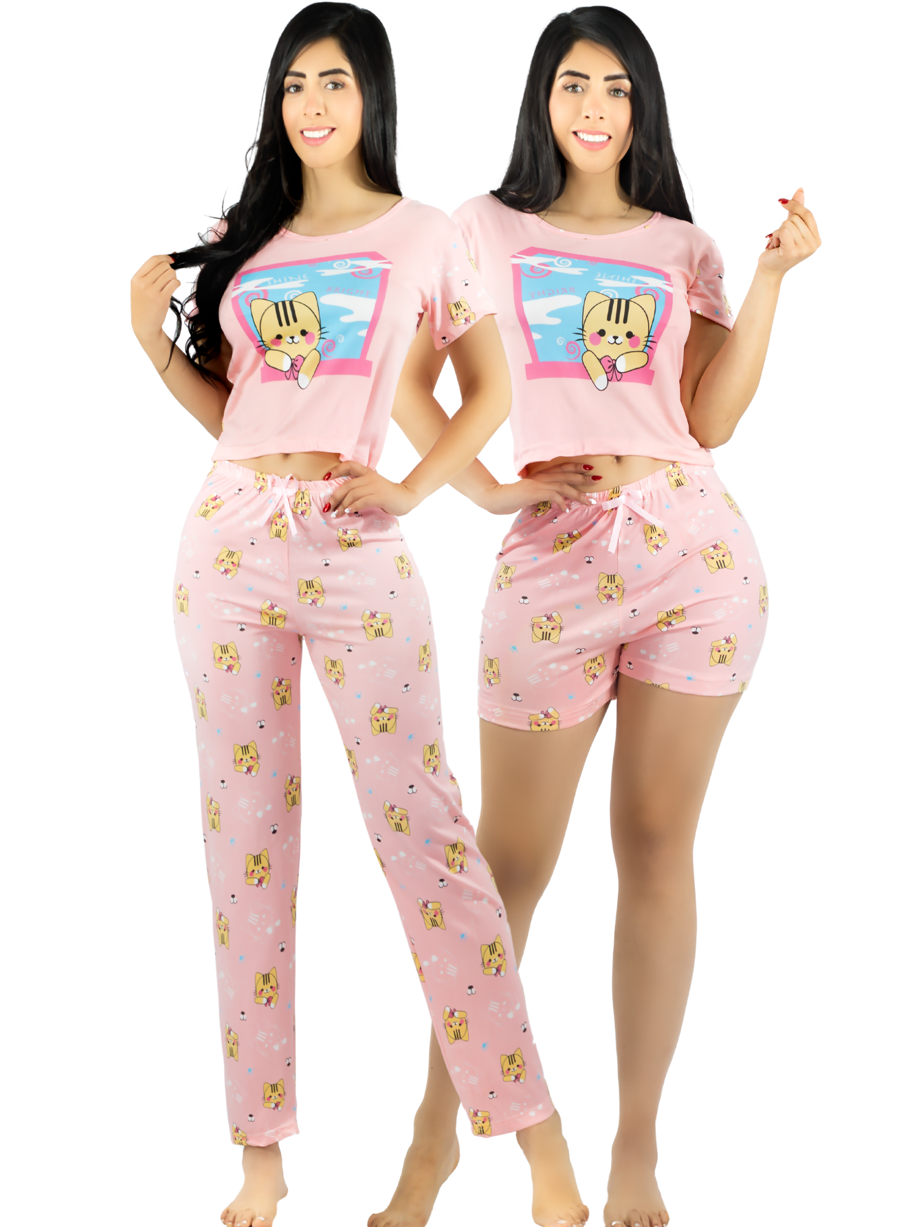 Foto 2 pulgar | Pijama De 3 Piezas Mujer Pantalon Short Y Playera A Juego Pij-077-3 Diseño Unico Pijama De Mujer