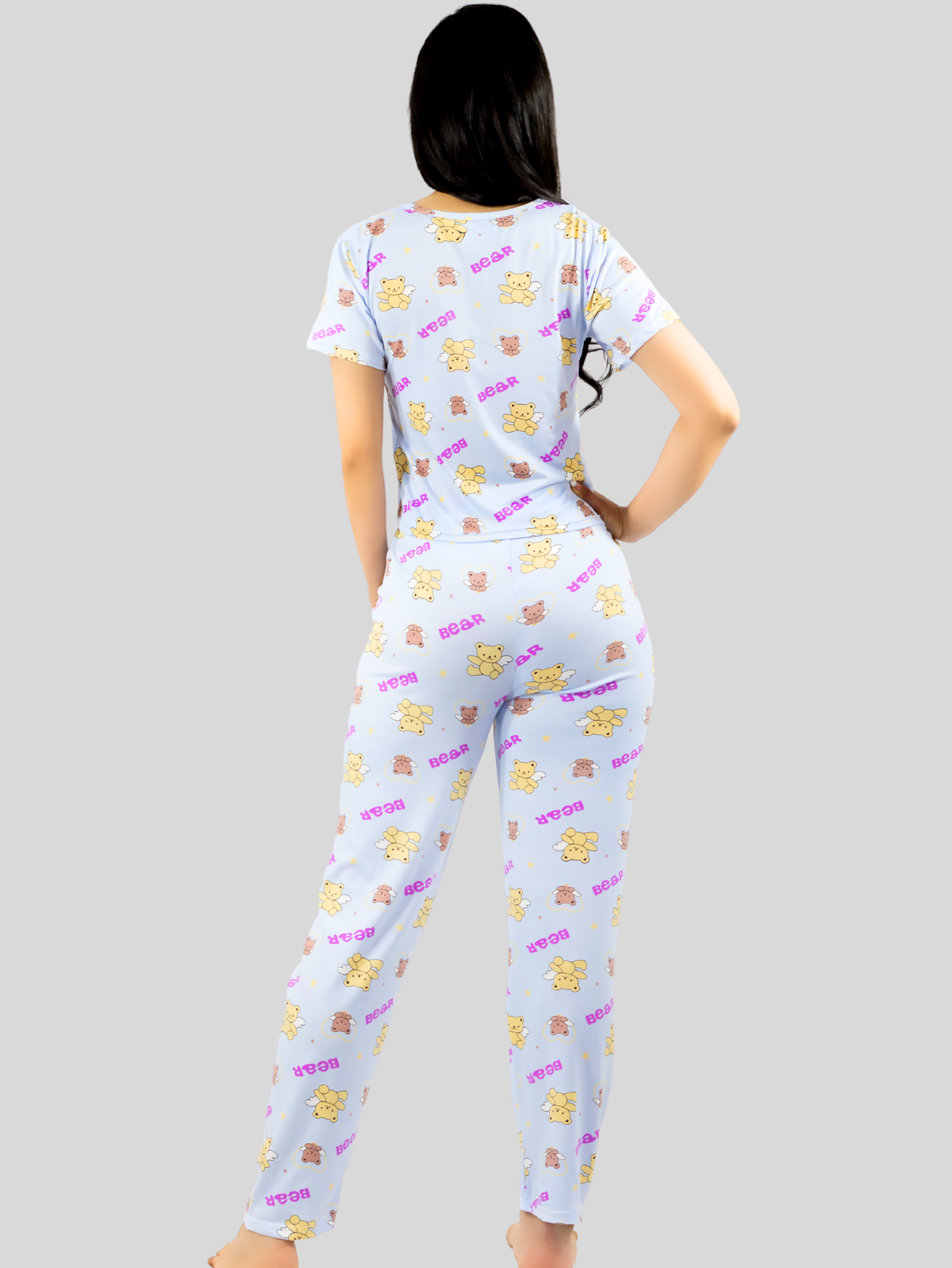 Foto 4 pulgar | Pijama De 3 Piezas Mujer Pantalon Short Y Playera A Juego Pij-077-3 Diseño Unico Pijama De Mujer