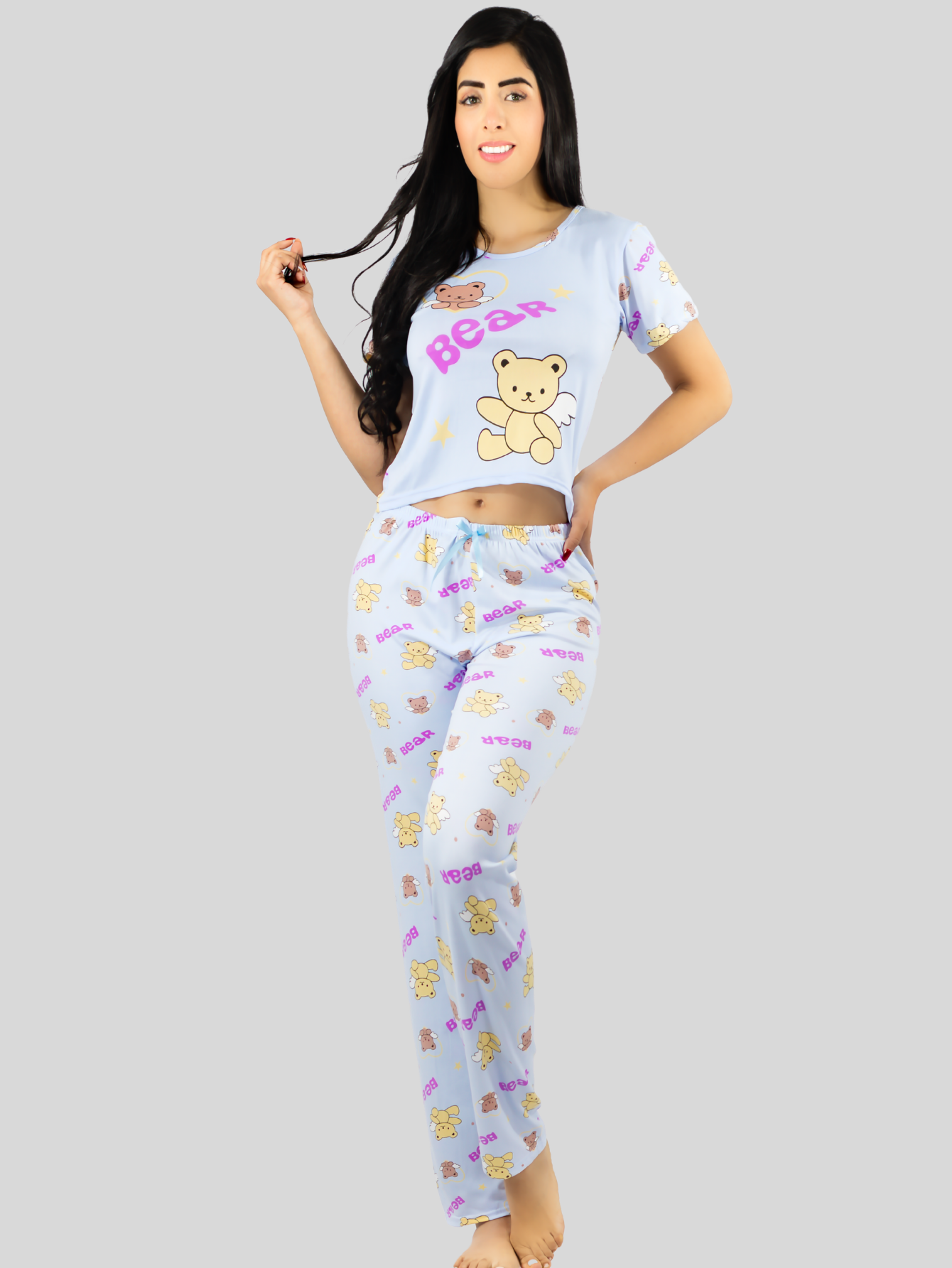Foto 5 pulgar | Pijama De 3 Piezas Mujer Pantalon Short Y Playera A Juego Pij-077-3 Diseño Unico Pijama De Mujer