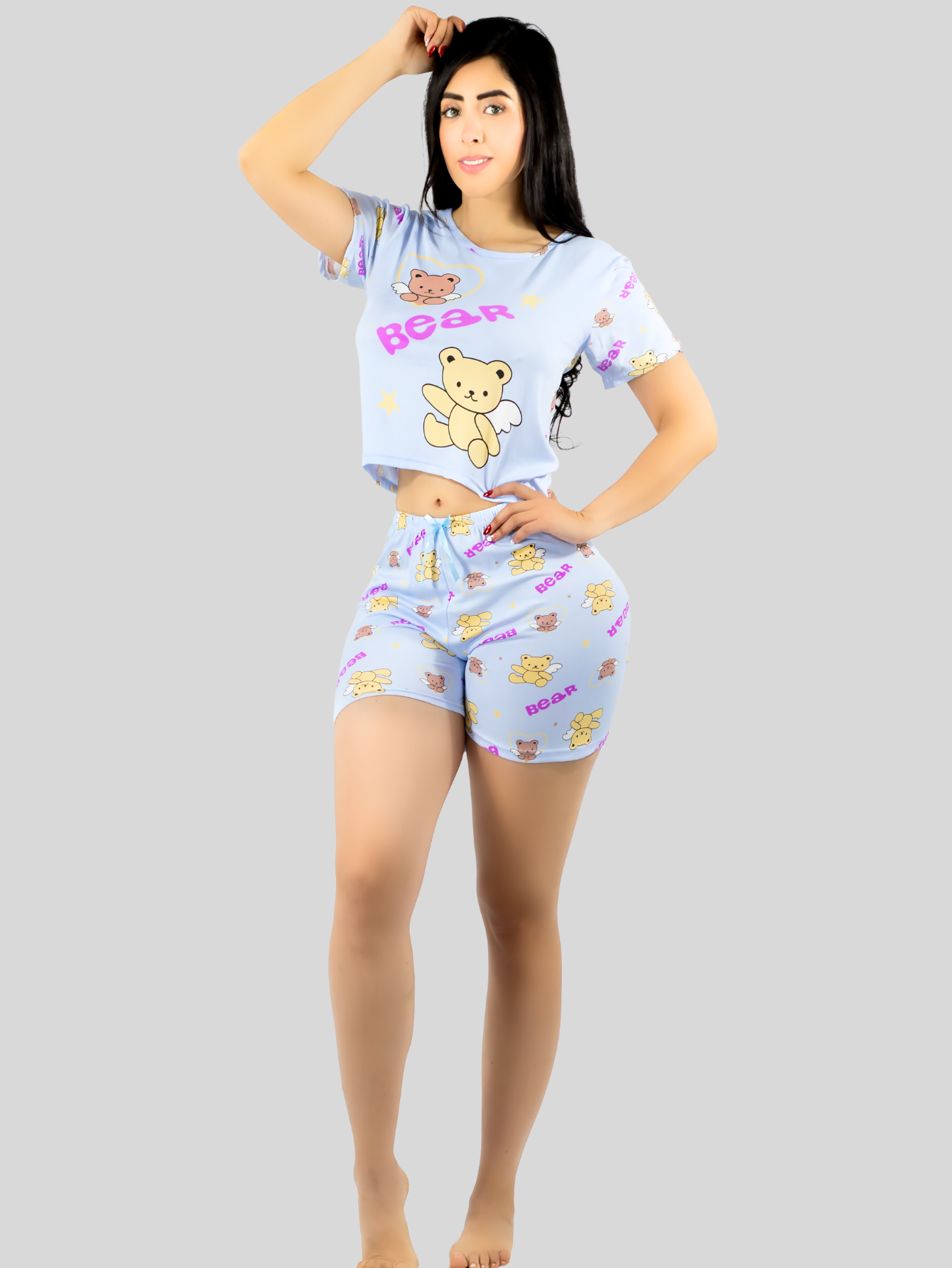 Foto 7 pulgar | Pijama De 3 Piezas Mujer Pantalon Short Y Playera A Juego Pij-077-3 Diseño Unico Pijama De Mujer