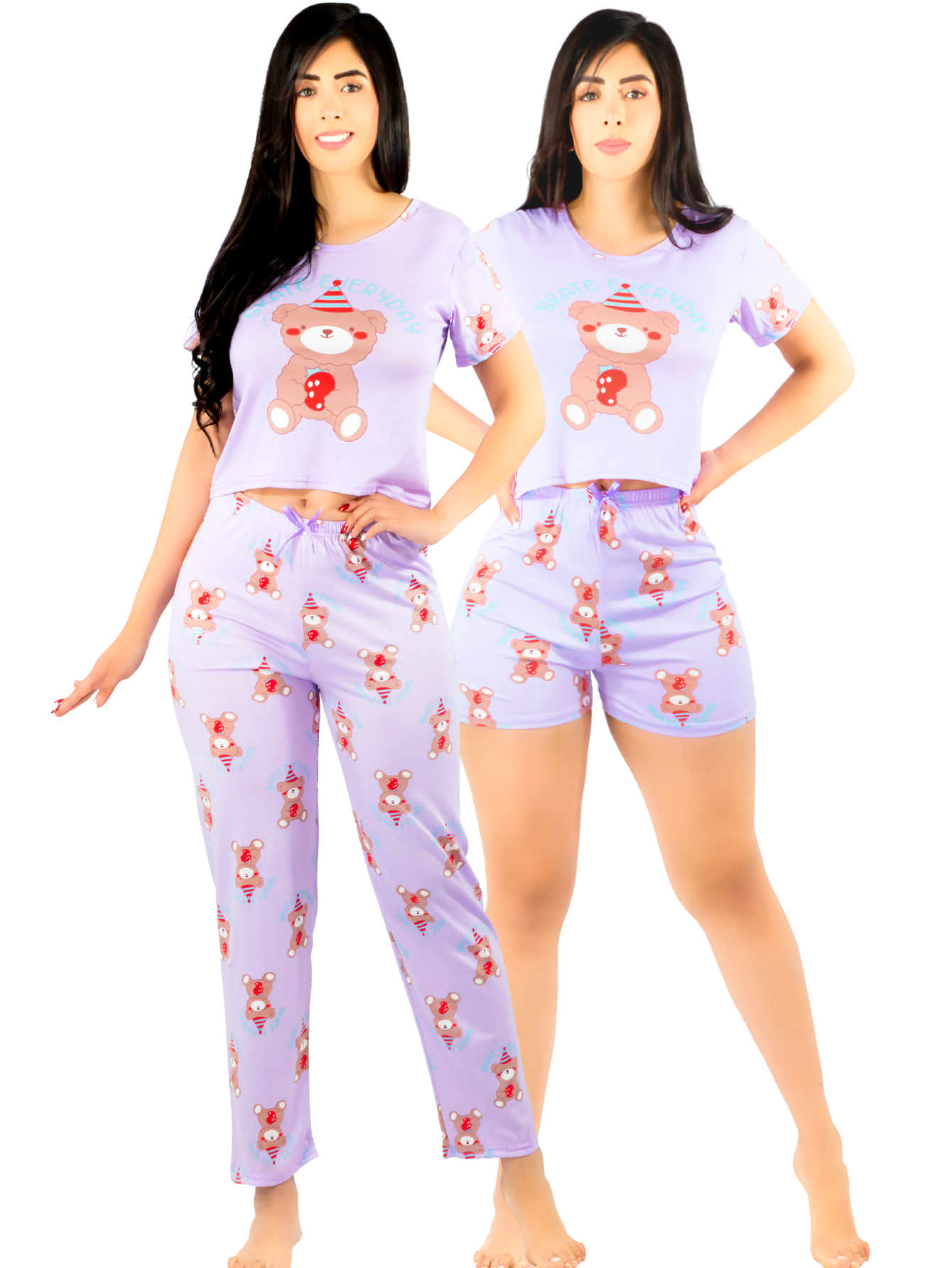 Foto 2 pulgar | Pijama De 3 Piezas Mujer Pantalon Short Y Playera A Juego Pij-077-3 Diseño Unico Pijama De Mujer