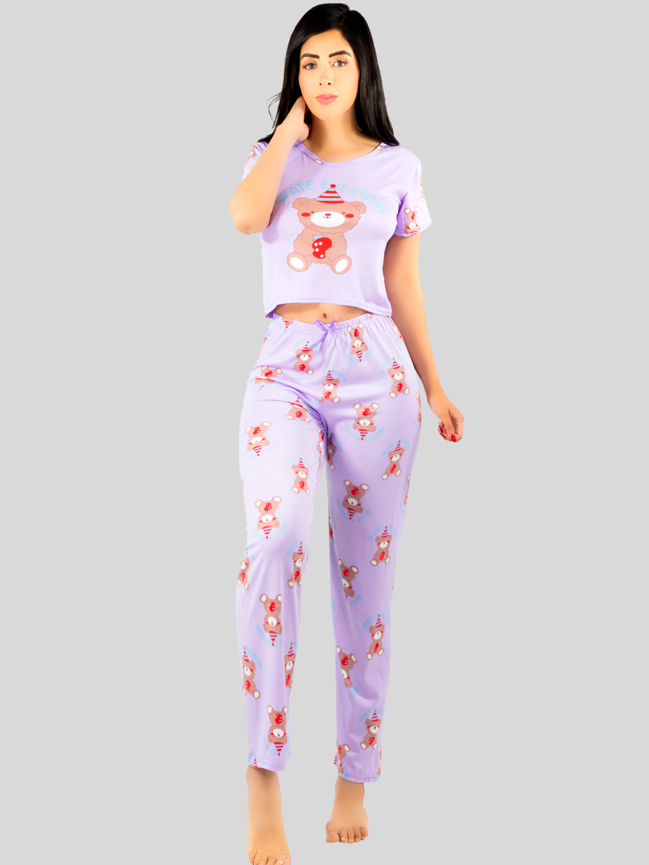 Foto 5 pulgar | Pijama De 3 Piezas Mujer Pantalon Short Y Playera A Juego Pij-077-3 Diseño Unico Pijama De Mujer