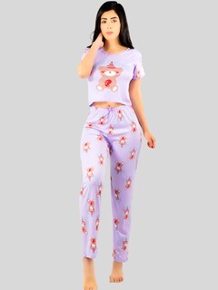 Foto 4 | Pijama De 3 Piezas Mujer Pantalon Short Y Playera A Juego Pij-077-3 Diseño Unico Pijama De Mujer