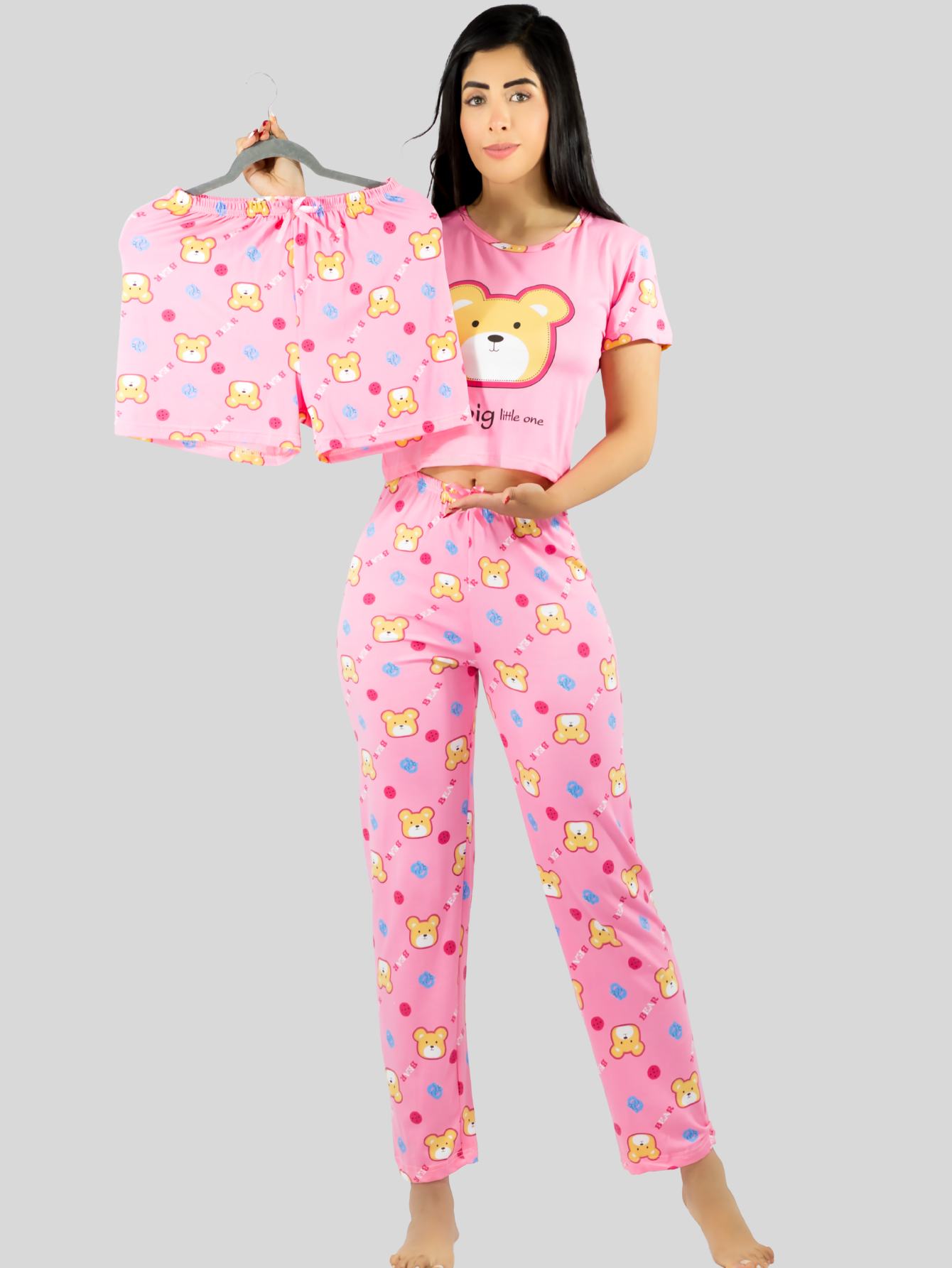 Foto 3 pulgar | Pijama De 3 Piezas Mujer Pantalon Short Y Playera A Juego Pij-077-3 Diseño Unico Pijama De Mujer