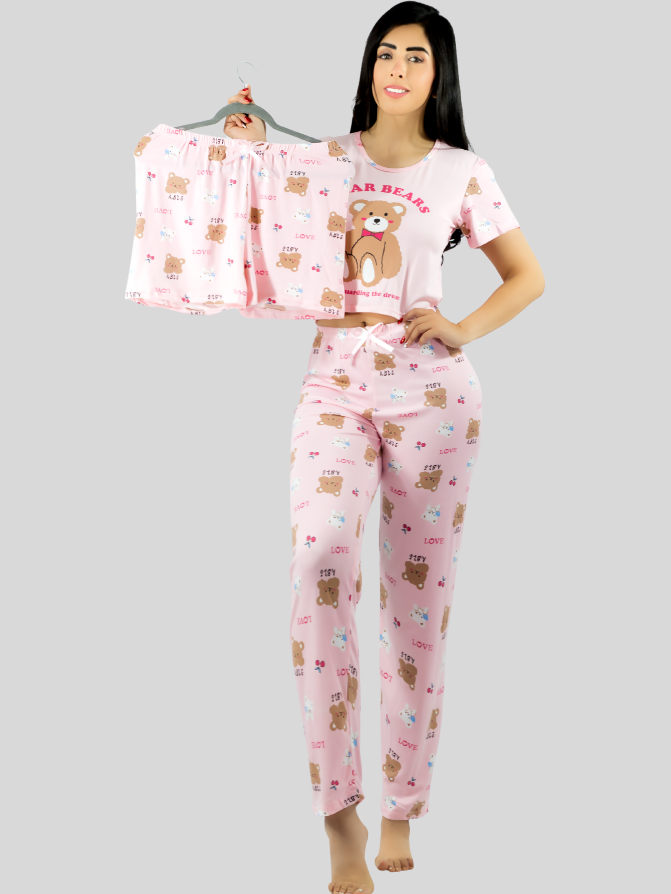 Foto 3 pulgar | Pijama De 3 Piezas Mujer Pantalon Short Y Playera A Juego Pij-077-3 Diseño Unico Pijama De Mujer