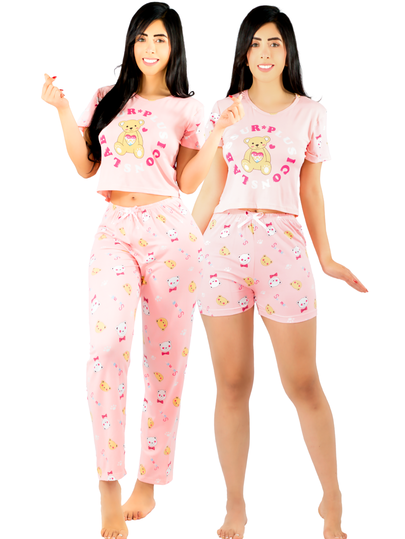 Foto 2 pulgar | Pijama De 3 Piezas Mujer Pantalon Short Y Playera A Juego Pij-077-3 Diseño Unico Pijama De Mujer