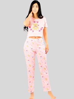 Foto 4 | Pijama De 3 Piezas Mujer Pantalon Short Y Playera A Juego Pij-077-3 Diseño Unico Pijama De Mujer
