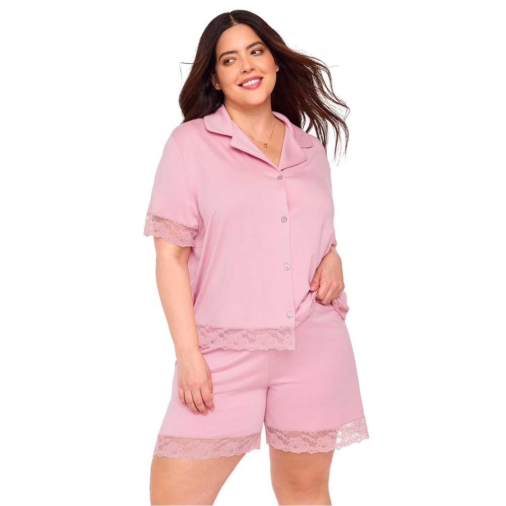 Foto 3 pulgar | Pijama Ilusión 77162 Rosa para Mujer