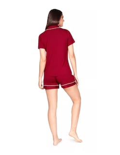 Foto 4 | Pijama De Viscosa Camiseta De Manga Corta, Shorts Y Botones Rojo
