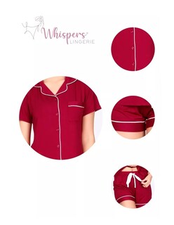 Foto 6 | Pijama De Viscosa Camiseta De Manga Corta, Shorts Y Botones Rojo