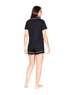 Foto 4 | Pijama De Viscosa Camiseta De Manga Corta, Shorts Y Botones Negra