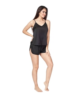 Foto 3 | Pijama Para Dama De Tela Fina De Satin, Sexy Camiseta Y Shorts Color Blanco