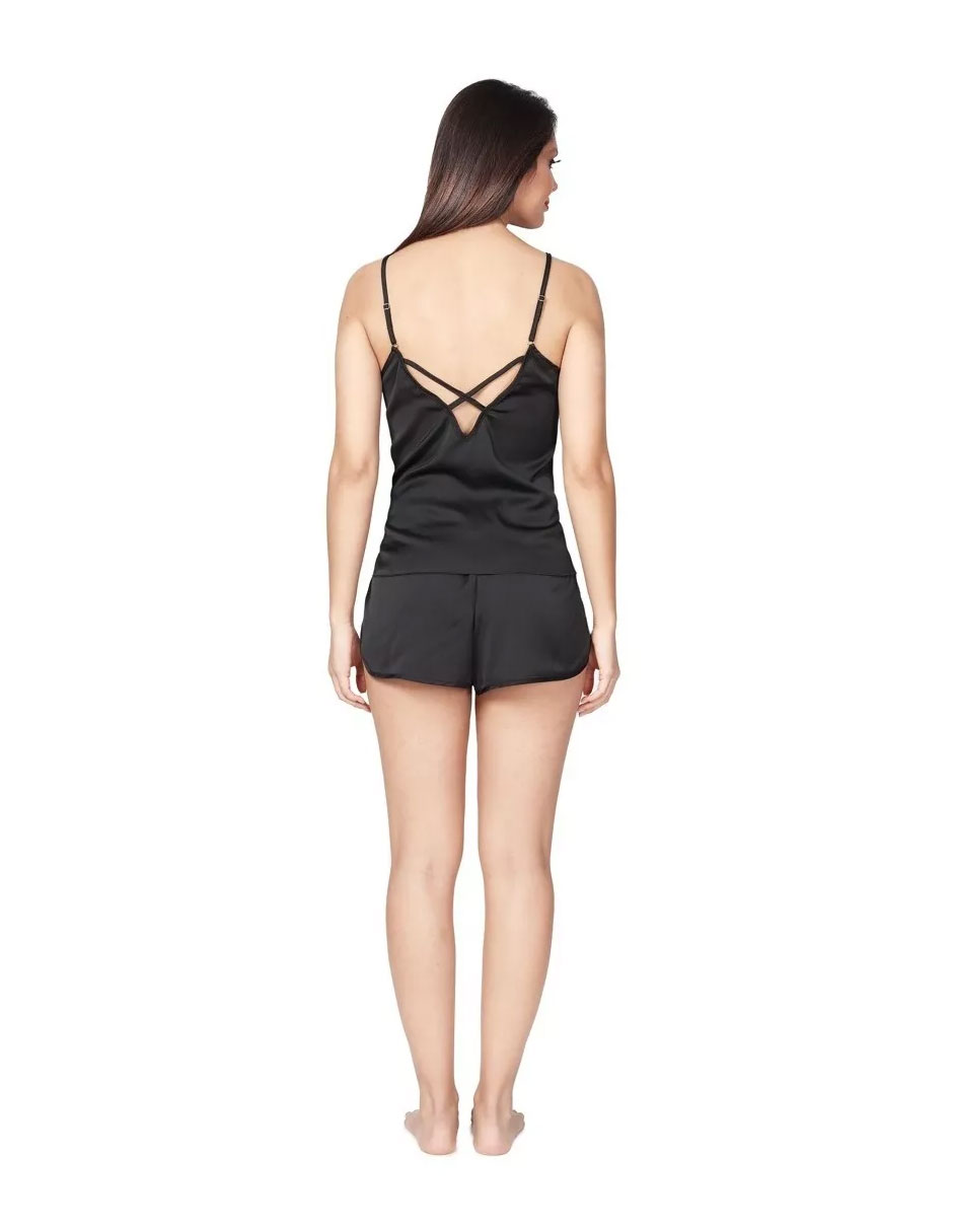 Foto 4 | Pijama Para Dama De Tela Fina De Satin, Sexy Camiseta Y Shorts Color Blanco