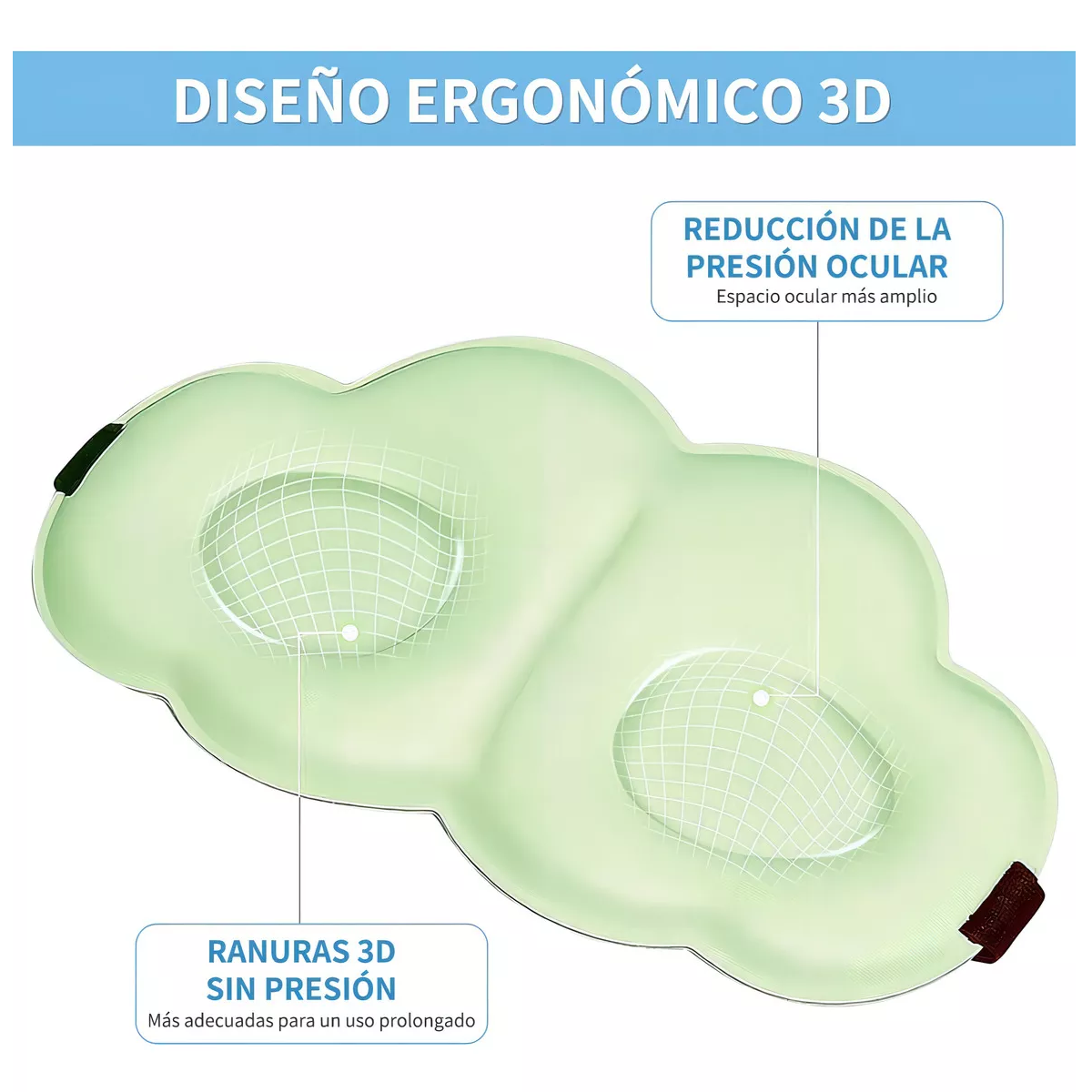 Foto 3 pulgar | Antifaz Nube 3d Dormir Ajustable Verde